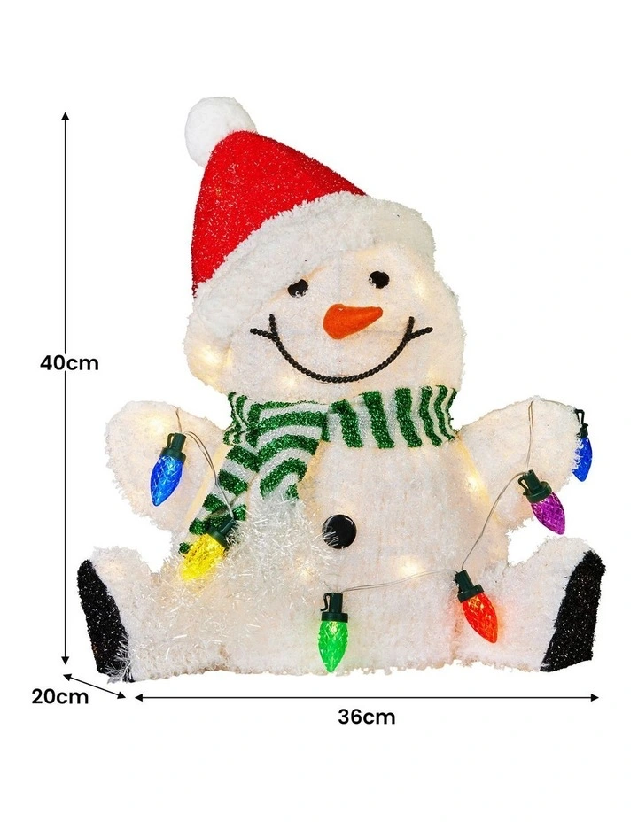 Christabelle Sitting Christmas Snowman Display with Lights - 40cm image 3