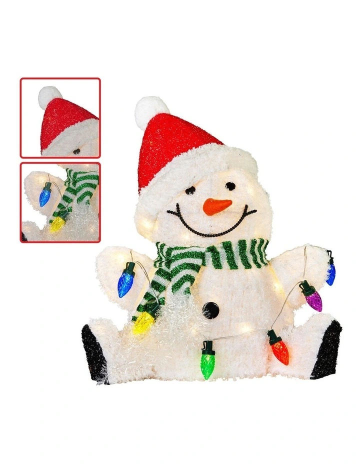 Christabelle Sitting Christmas Snowman Display with Lights - 40cm image 4