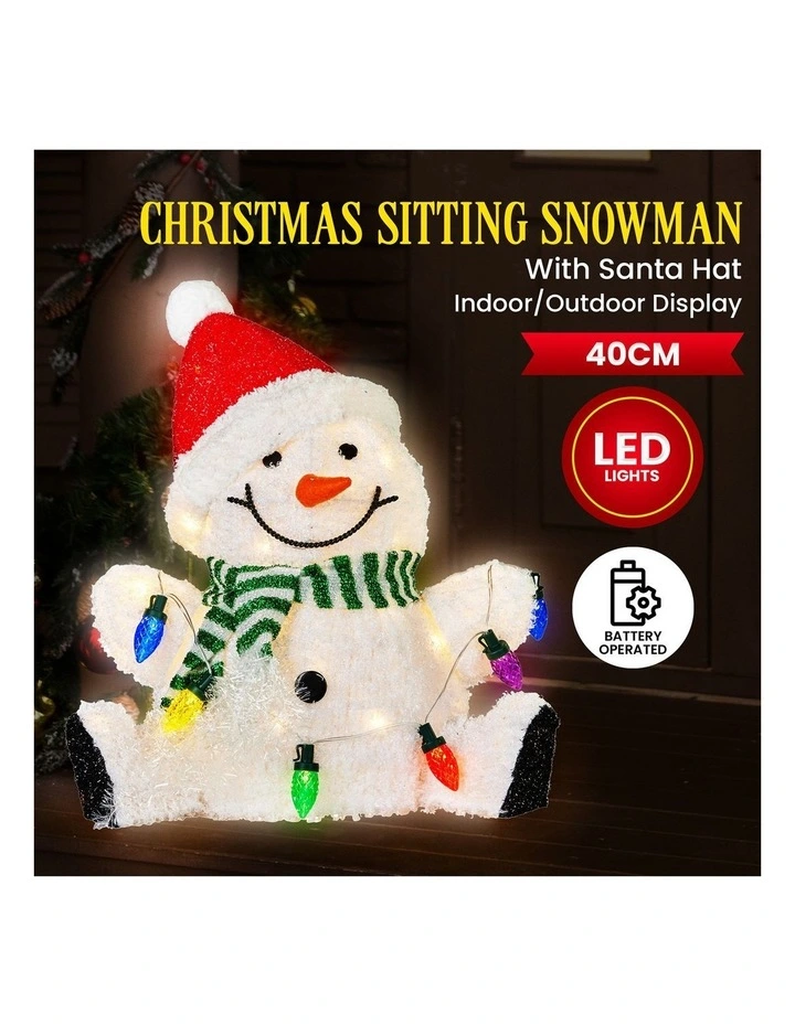 Christabelle Sitting Christmas Snowman Display with Lights - 40cm image 7