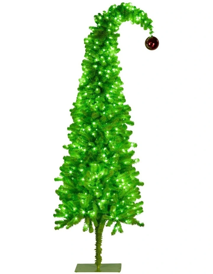 Christabelle 4ft Christmas Gremlin Tree Curved Top Red Bauble Built In Green & White LED Lights image 2