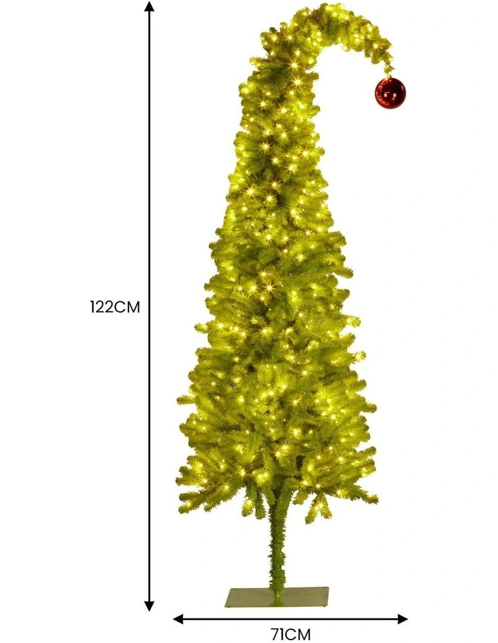 Christabelle 4ft Christmas Gremlin Tree Curved Top Red Bauble Built In Green & White LED Lights image 4