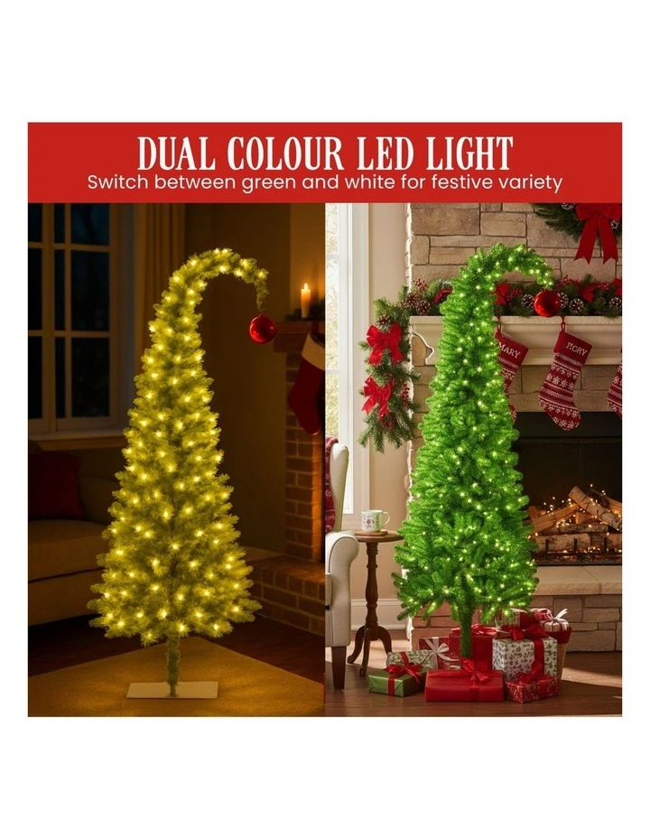 Christabelle 4ft Christmas Gremlin Tree Curved Top Red Bauble Built In Green & White LED Lights image 6