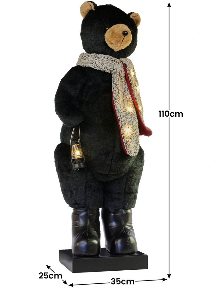 Christabelle Large 1.1m Musical Animated LED Black Christmas Bear Decoration Ornament image 3