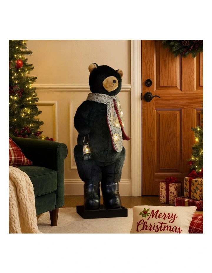 Christabelle Large 1.1m Musical Animated LED Black Christmas Bear Decoration Ornament image 5
