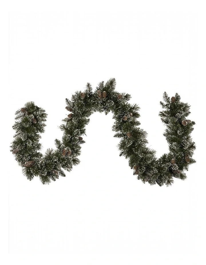 Premium 2.7m Christmas Garland Snow with LED Lights and Pine Cones image 4