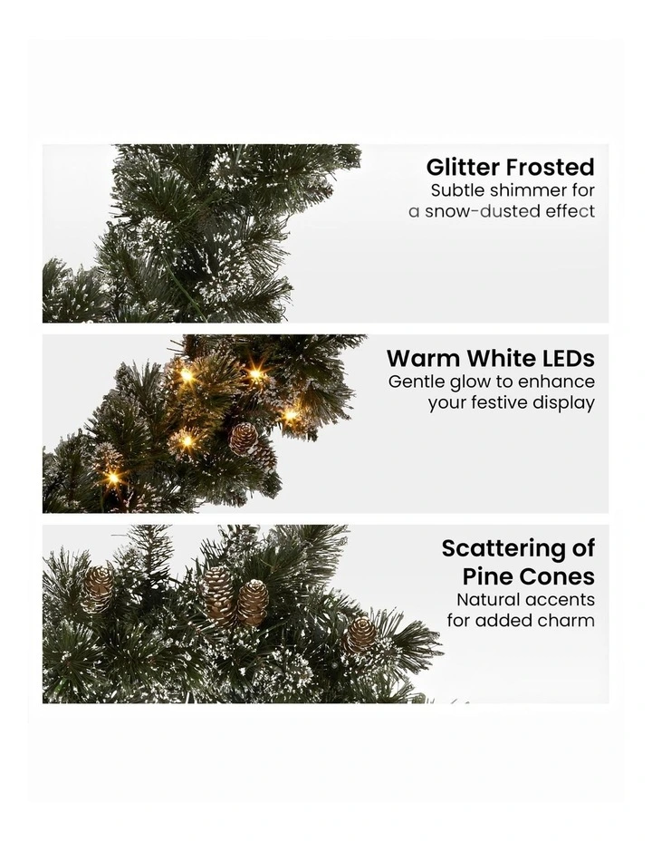 Premium 2.7m Christmas Garland Snow with LED Lights and Pine Cones image 5
