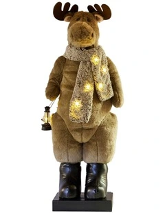 Christabelle 1.1m Musical LED Animated Christmas Moose Decoration Light-Up Lantern Ornament