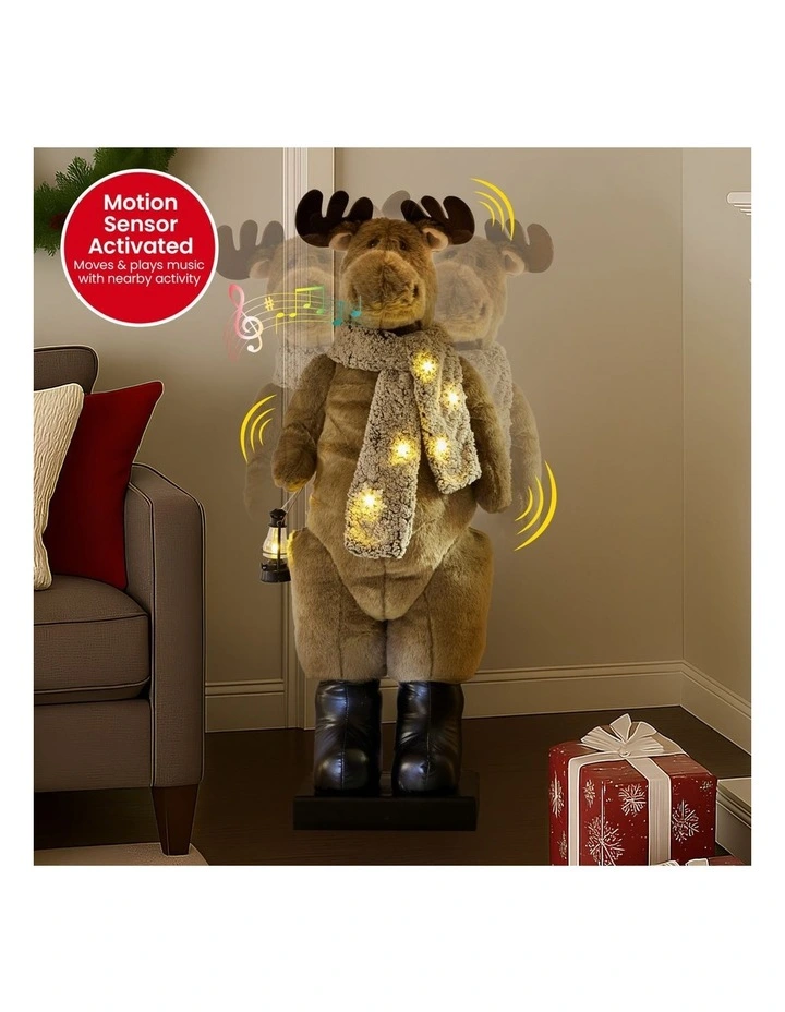 Christabelle 1.1m Musical LED Animated Christmas Moose Decoration Light-Up Lantern Ornament image 3