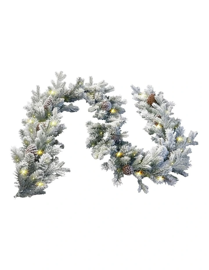 Christabelle 2.7m Christmas Garland Snowy with Lights Dorchester Tree Decoration Ornament image 1