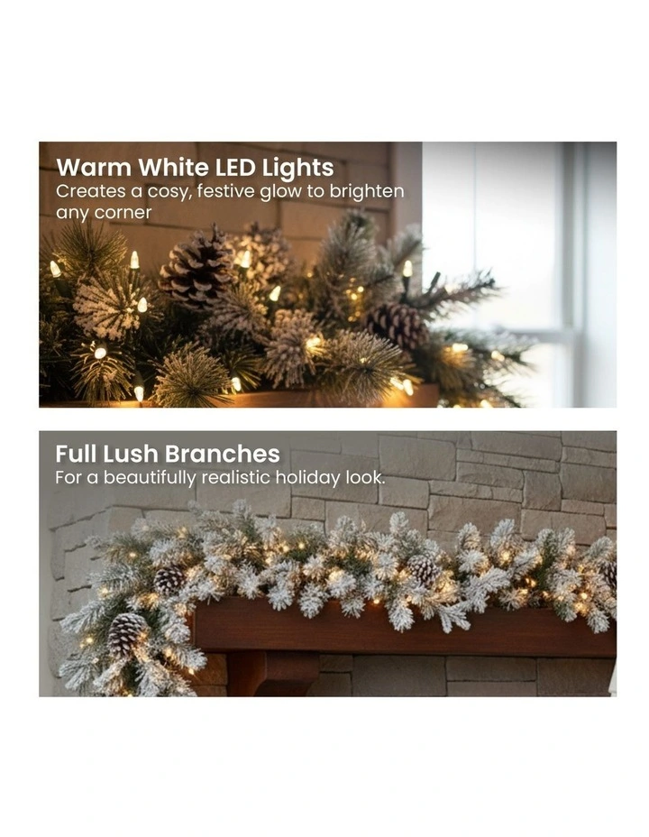 Christabelle 2.7m Christmas Garland Snowy with Lights Dorchester Tree Decoration Ornament image 4