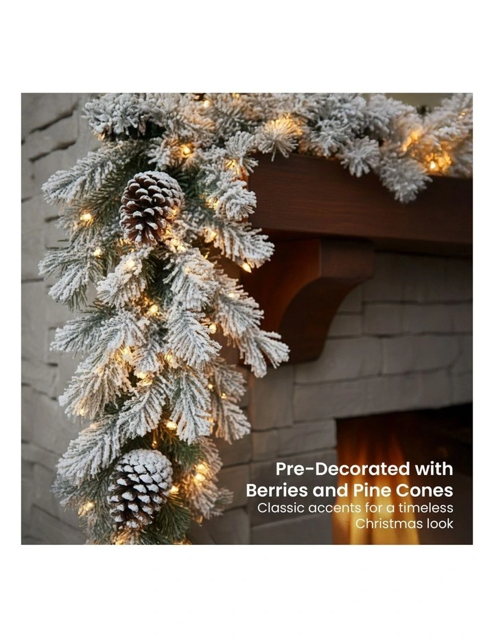 Christabelle 2.7m Christmas Garland Snowy with Lights Dorchester Tree Decoration Ornament image 5