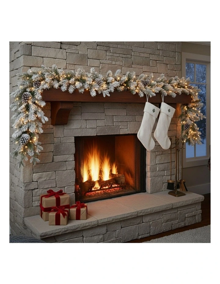 Christabelle 2.7m Christmas Garland Snowy with Lights Dorchester Tree Decoration Ornament image 6