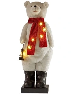 Christabelle Large 1.1m Musical Animated LED White Christmas Bear Decoration Light-Up Lantern