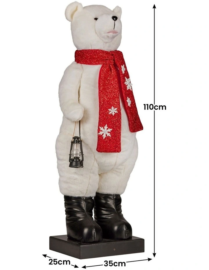 Christabelle Large 1.1m Musical Animated LED White Christmas Bear Decoration Light-Up Lantern image 3