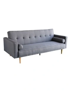 Sarantino 3 Seater Linen Sofa Bed Couch with Pillows - Dark Grey