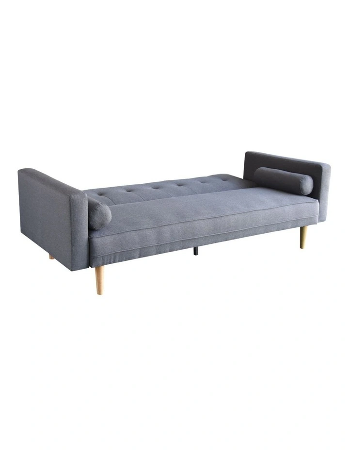 Sarantino 3 Seater Linen Sofa Bed Couch with Pillows - Dark Grey image 2