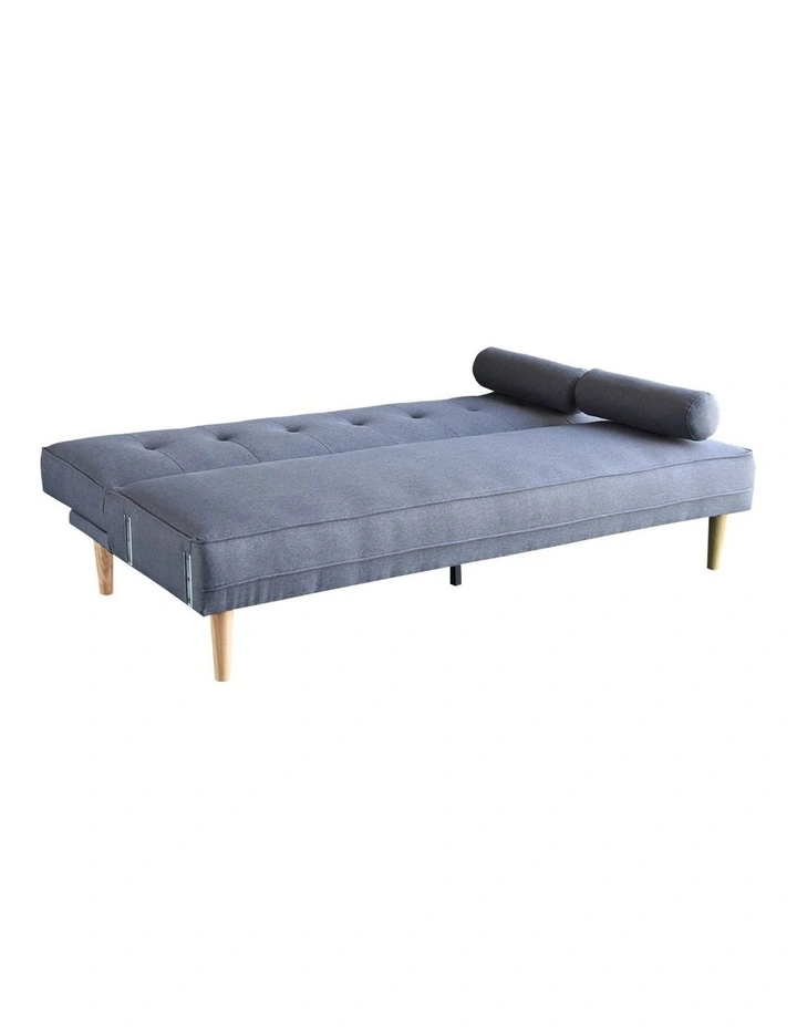 Sarantino 3 Seater Linen Sofa Bed Couch with Pillows - Dark Grey image 4