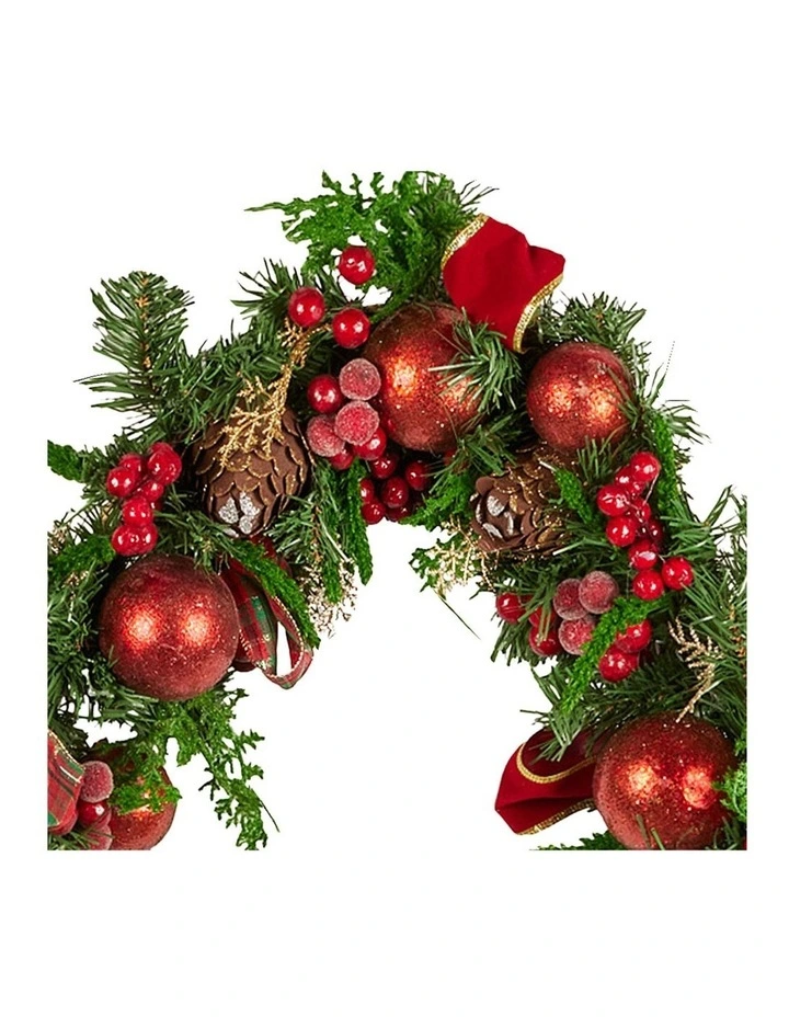 Christabelle 1.85m Christmas Garland with Red Berries Pine Cones Baubles Bows Tree Decoration image 3
