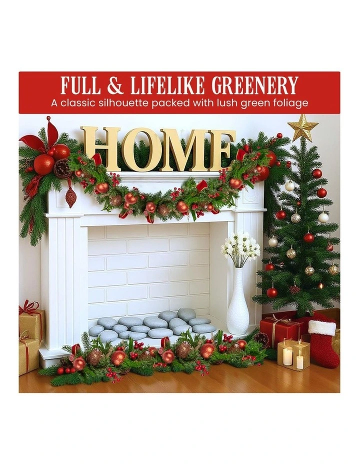 Christabelle 1.85m Christmas Garland with Red Berries Pine Cones Baubles Bows Tree Decoration image 5
