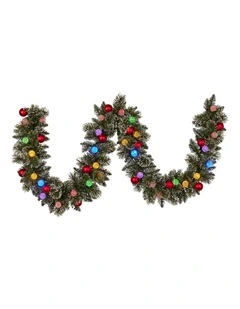 Christabelle 2.74m Christmas Garland Snowy with LED Lights Multicolour Tree Decoration Ornament