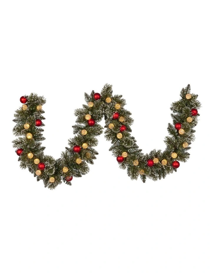 Christabelle 2.74m Christmas Garland Snowy with LED Lights Multicolour Tree Decoration Ornament image 2