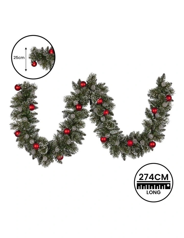 Christabelle 2.74m Christmas Garland Snowy with LED Lights Multicolour Tree Decoration Ornament image 3
