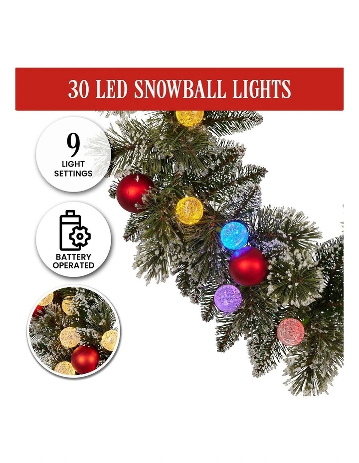 Christabelle 2.74m Christmas Garland Snowy with LED Lights Multicolour Tree Decoration Ornament image 5