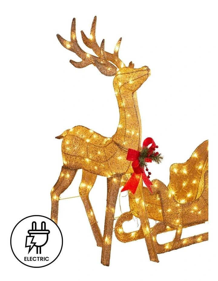 Christabelle Large Christmas Sleigh Reindeer with LED Lights Indoor Outdoor Front Lawn Yard image 4