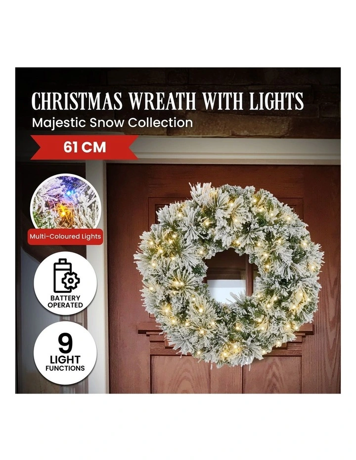 Christabelle 61cm Snow Christmas Wreath Lush Majestic Front Door Decoration Ornament image 3