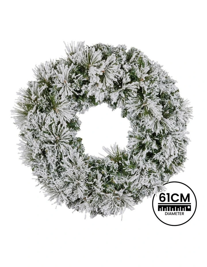Christabelle 61cm Snow Christmas Wreath Lush Majestic Front Door Decoration Ornament image 4