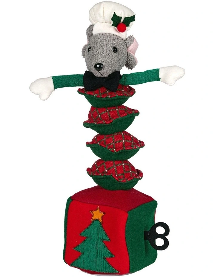 Christabelle 38cm Christmas Mouse Animated Musical Decoration Ornament for Table Top or Mantel image 1