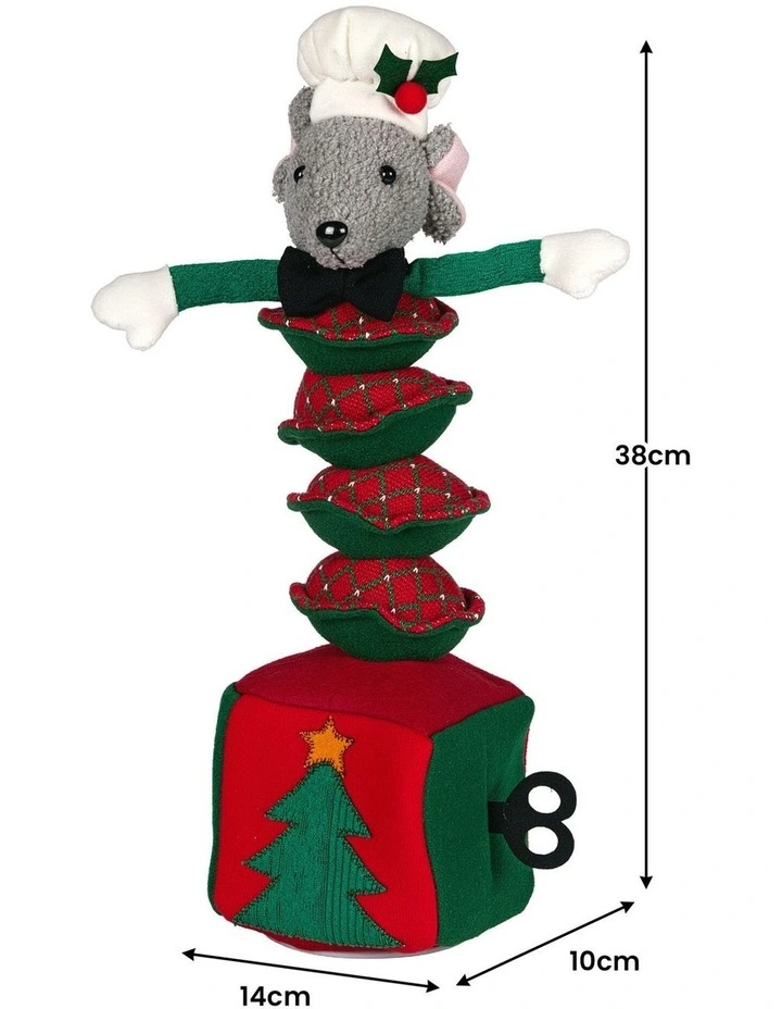 Christabelle 38cm Christmas Mouse Animated Musical Decoration Ornament for Table Top or Mantel image 2