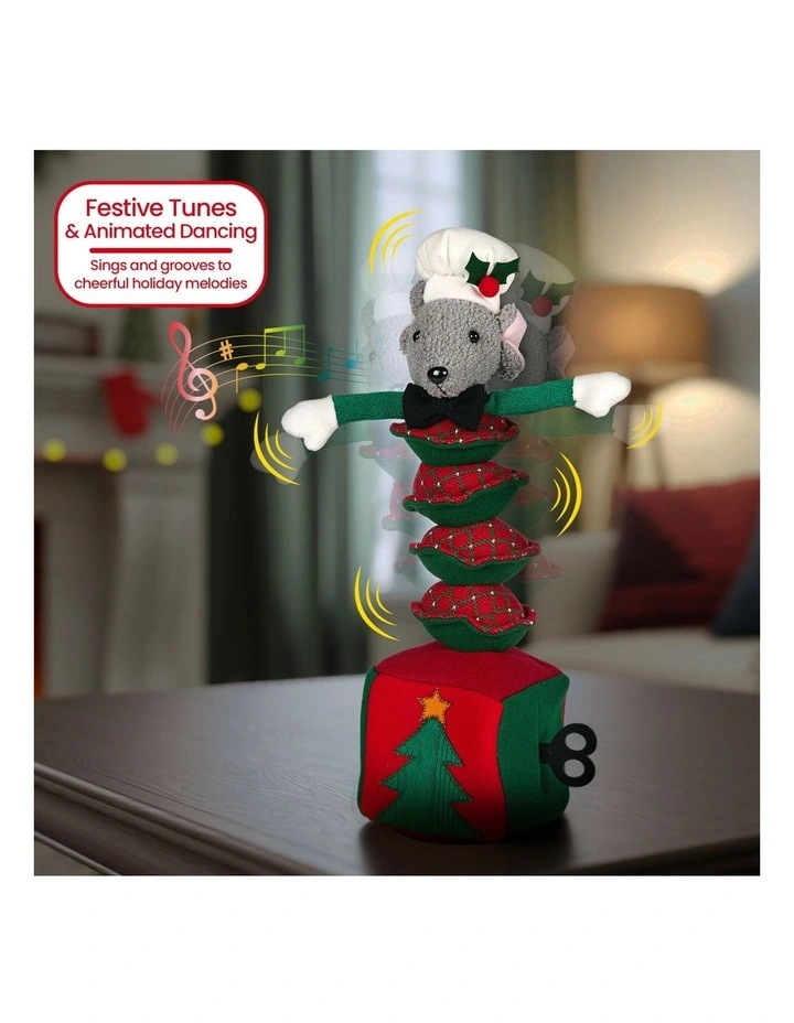 Christabelle 38cm Christmas Mouse Animated Musical Decoration Ornament for Table Top or Mantel image 3