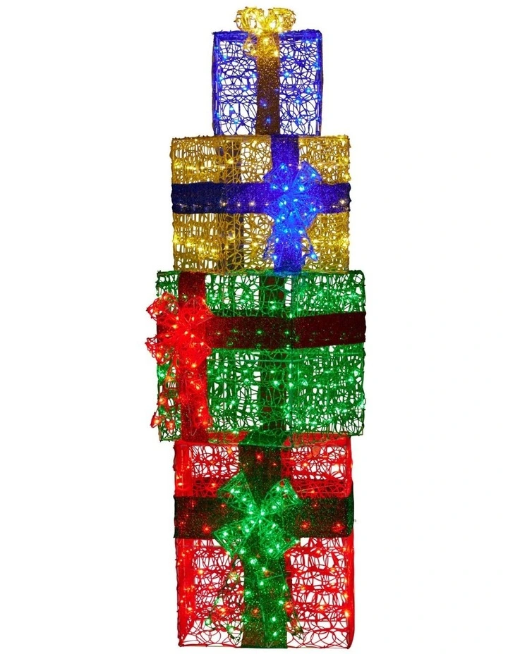 Christabelle 1.9m Christmas 4pc Gift Stack LED Lights Bows Indoor Outdoor Decoration Statue image 1