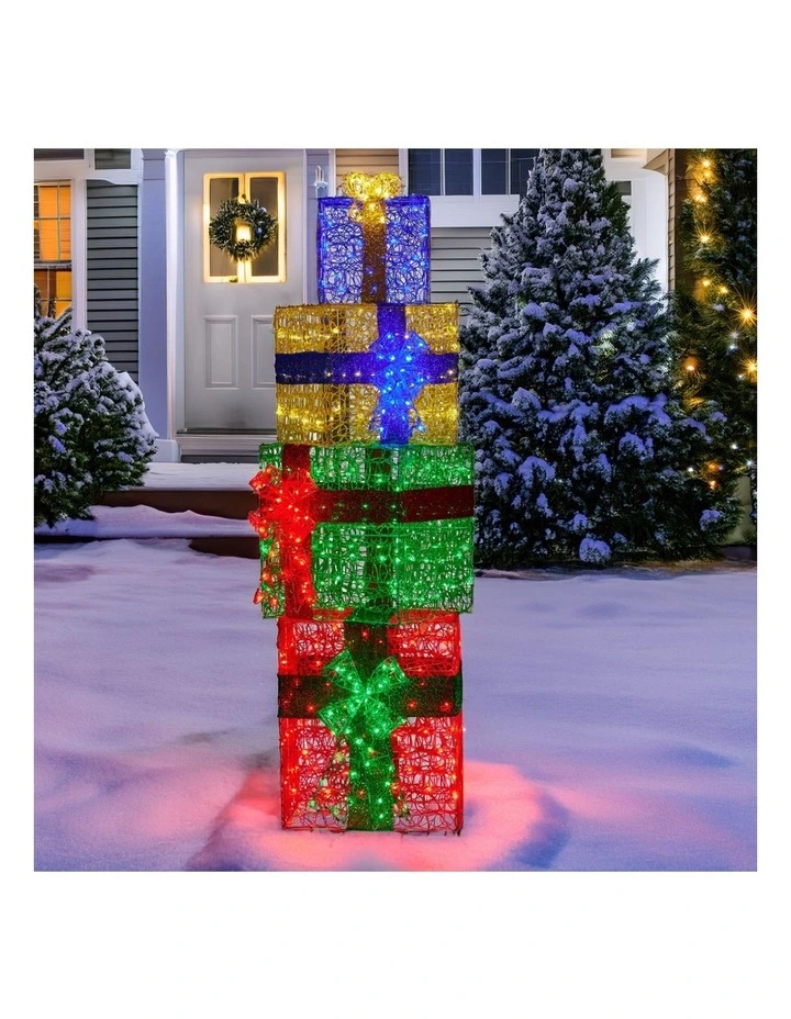 Christabelle 1.9m Christmas 4pc Gift Stack LED Lights Bows Indoor Outdoor Decoration Statue image 7