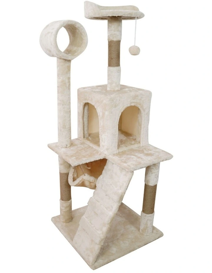 Furtastic 135cm Cat Tree Scratching Post - Beige image 1