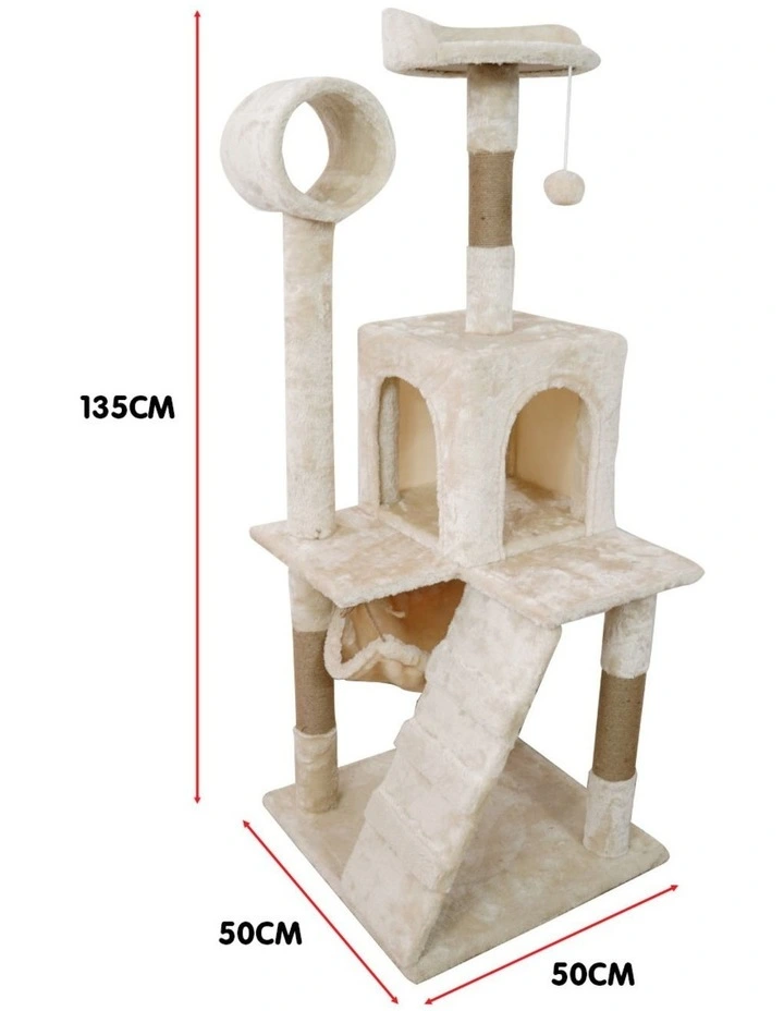 Furtastic 135cm Cat Tree Scratching Post - Beige image 3