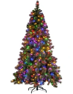Christabelle 7.5ft Christmas Tree Glittery Gold Pine 650 LED Multi-functional Lights Xmas Decor