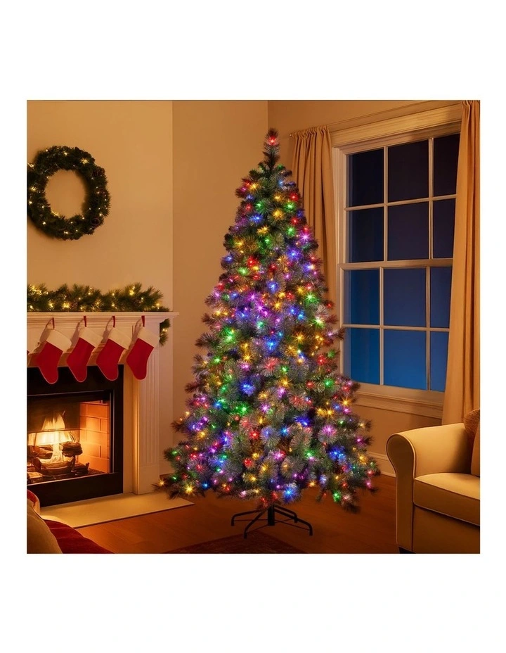 Christabelle 7.5ft Christmas Tree Glittery Gold Pine 650 LED Multi-functional Lights Xmas Decor image 7