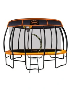 Kahuna Trampoline 14 ft with Basketball Set and Roof - Orange
