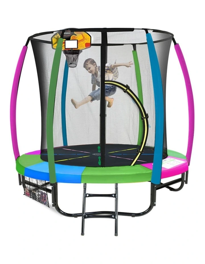 Kahuna Trampoline 6 ft with Basketball Set - Rainbow image 1