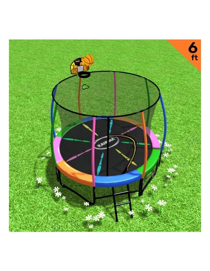Kahuna Trampoline 6 ft with Basketball Set - Rainbow image 3