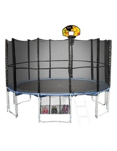 Kahuna Blizzard 14 ft Trampoline with Basketball Set - Blue