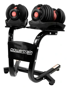 Powertrain 48kg Adjustable Dumbbells with Dumbbell Stand Red