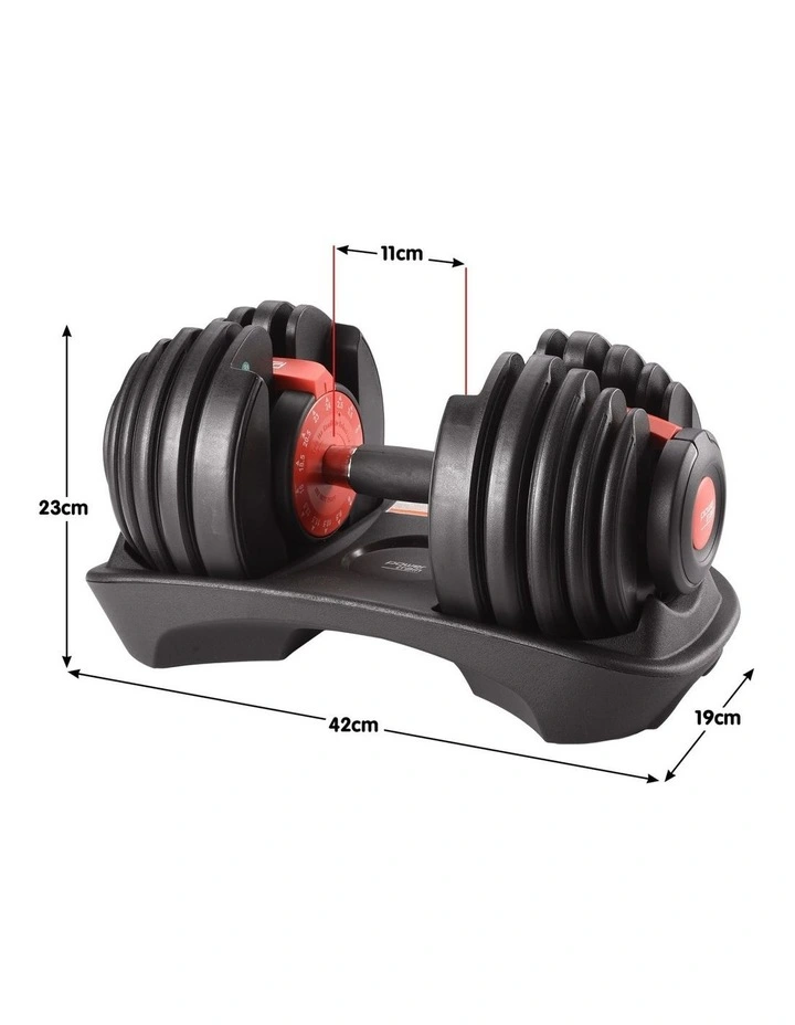 Powertrain 48kg Adjustable Dumbbells with Dumbbell Stand  Red image 5