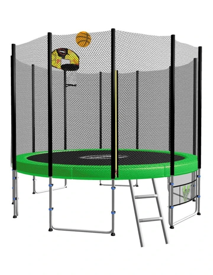 Kahuna Blizzard 8 ft Trampoline Green with Basketball Set - Green image 1