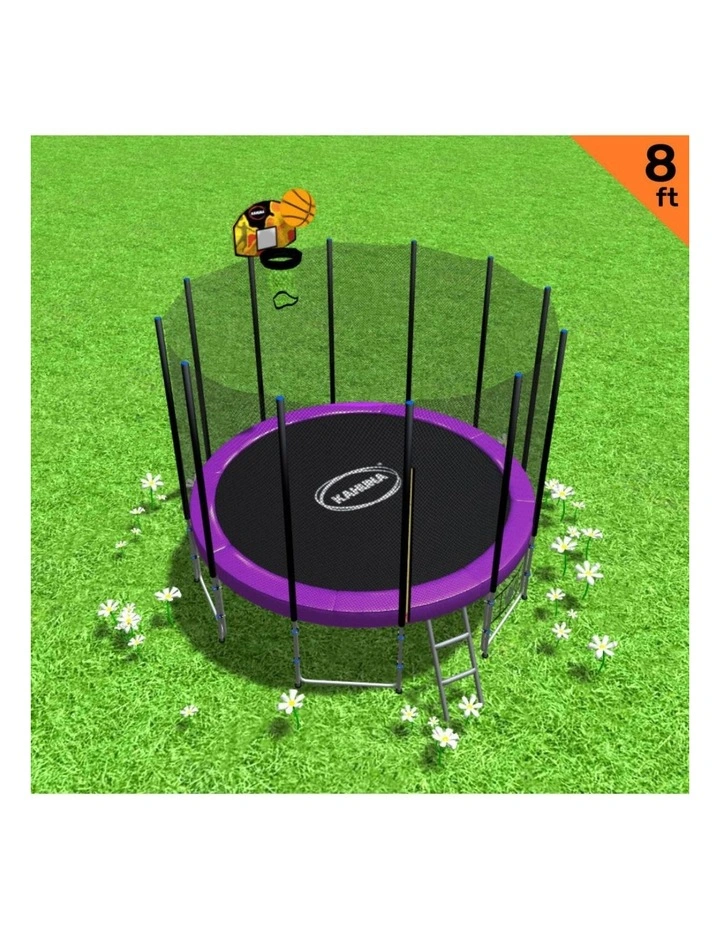 Kahuna Blizzard 8 ft Trampoline Green with Basketball Set Purple image 4