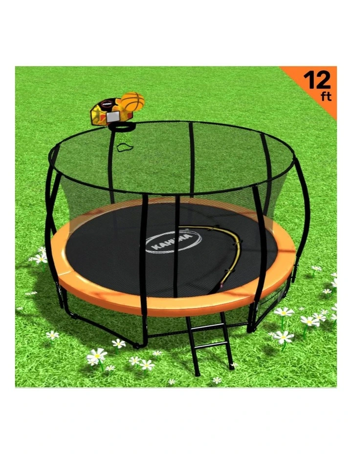 Kahuna Trampoline 12 ft with Basketball Set - Orange image 4