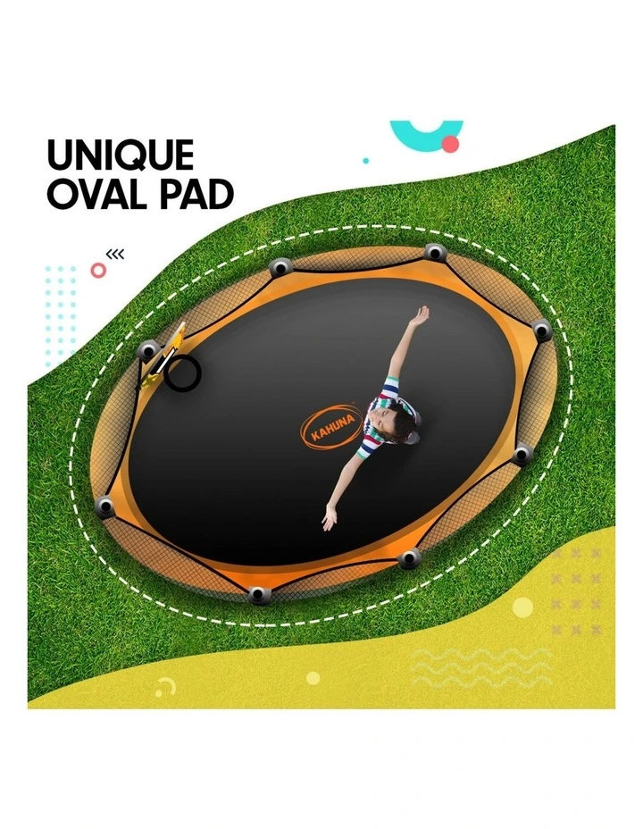 Kahuna Trampoline 8 ft x 14 ft Oval with Basketball Set - Orange image 2
