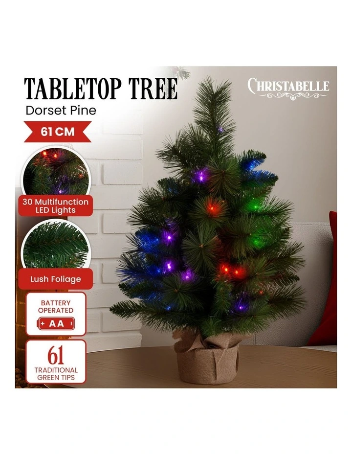 Christabelle 61cm Battery-Operated Christmas Tree with Multi-Function Lights - Dorset Pine image 2